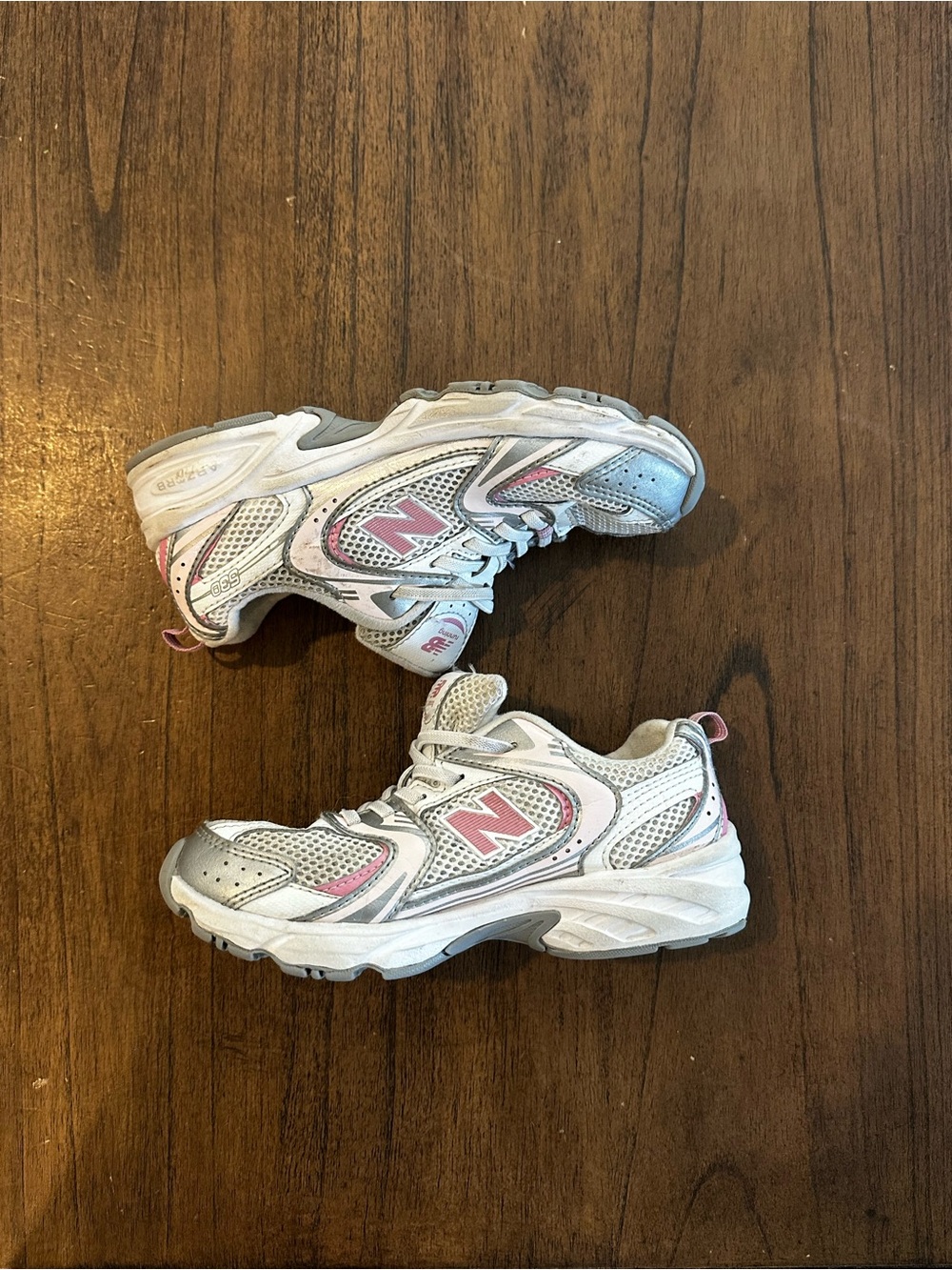 New Balance 530 Kids Shoes Size 1.5 White Silver Pink Sneakers PZ530EC